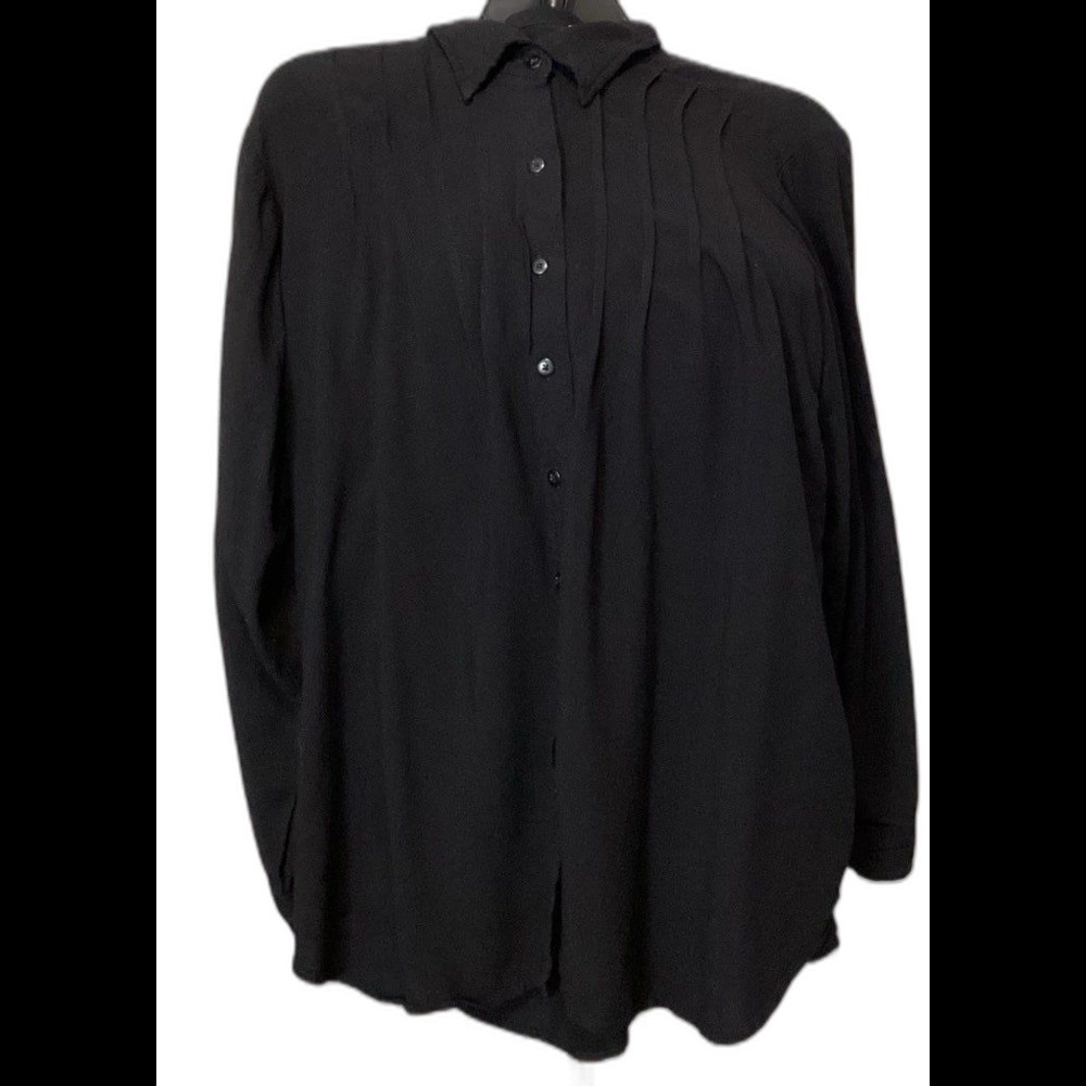 Collections ETC Blouse Top Women's Color Black Size XXL 100% Rayon Long Sleeve